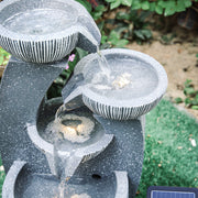 Solar Powered Garden Water Feature Outdoor Water Fountain Cascade with LED Light