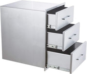 47x47x62cm Kitchen Patio Mount 3-Drawer Stainless Steel Storage Cabinet BBQ