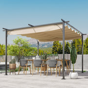3.5x3.5M Pergola Gazebo Backyard Porch Awning Retractable Canopy Refurbished