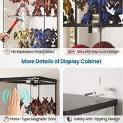 Corner Display Cabinet with Glass Doors Lockable 5-Tier RGB Figures Collectables