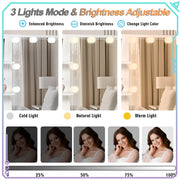 Modern Vanity Desk White Makeup Desk 5 Drawers 10 LED Lights Mirror and Stool