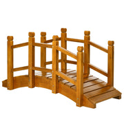Wooden Garden Bridge with Safety Railings, Arc Footbridge for Pond Backyard Stre