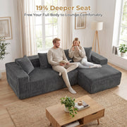 JUMBO CORD MODULAR L SHAPE CORNER SOFA 4 SEATER FURNITURE SETTEE SUITE POUFFE UK