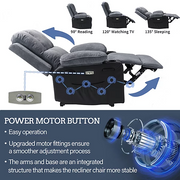 Massage Recliner Chair Grey !SALE! Heated 8 Point Footrest Cup Holders Velvet