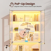 Display Cabinet with Glass Doors, 5 Tier Curio Cabinet with 3-Color LED Lights
