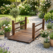 4 FT/125cm Wooden Arch Footbridge Garden Decoration 500 KG Weight Capacity