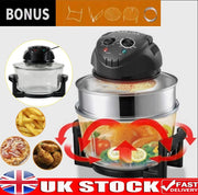 Halogen Oven Air Fryer For Home 60 Minute Timer & Extender Ring - 12L/1400W UK;