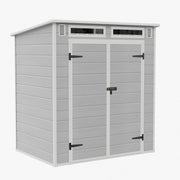 6X4FT Plastic Garden Storage Shed Outdoor Tool House With Floor & Lockable Doors