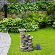 Garden Water Feature Outdoor Solar Powered LED Fountain 5-Tier Bowl Teamson