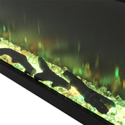 80 inch Electric Fireplace 3 Sided Panoramic Fire Log Standing Insert LED Flames