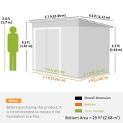 Outdoor Storage Shed, 7.5 x 4.3ft Metal Garden Shed, Green, Refurbished