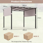 10x10 Flat Top Pergola Canopy with Retractable Shade Heavy Duty Metal Frame