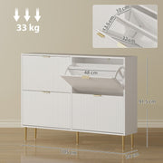 Slim Shoe Storage Cabinet with 4 Flip Drawers for Hallway, White