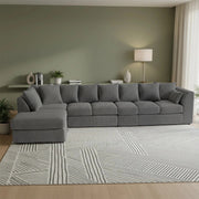Corner Grey Jumbo Cord 6-7 Seater Modular Sofa with Spacious Footstool Included