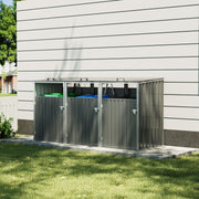 Triple Wheelie Bin Storage Metal Store Cover Garden Rubbish Dustbin 3 Sheds Grey