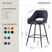 2X Breakfast Bar Stools PU Leather Dining Bar Chairs for Counter Kitchen Cafe