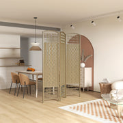 6 Panel Room Divider Folding Privacy Screen with Pine Wood Frame Refurbished