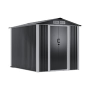 Metal Garden Shed 6 x 8ft Outdoor Storage House Waterproof Sheds Lockable Doors