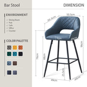 2X Breakfast Bar Stools PU Leather Dining Bar Chairs for Counter Kitchen Cafe