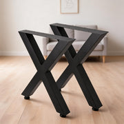 Set of 2 Metal Table Legs X Cross Frame Industrial Dining Table Legs Heavy Duty