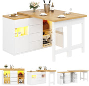 Bar Table !SALE! Extendable 360 Rotating Kitchen Island Storage White