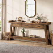70.9-Inch Long Console Table with 3 Drawers & Open Storage Shelves for Entryway