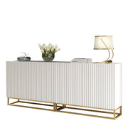 TV Unit TV Stand Sideboard Cabinet Media Console White Gold Fluted Modular 200cm