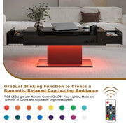 High Gloss LED Coffee Table Cocktail Center Table Modern Living Room Rectangle