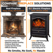 Electric Fireplace Heater Adjustable Flame Brightness 900/1800W Freestanding