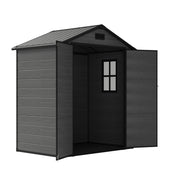 Outdoor Garden Shed 6x4ft Plastic Tool Bike Storage House w/ Lockable Two Doors