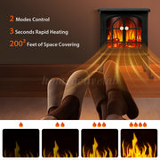 Electric Fireplace Log Burning Flame Effect Stove Fire Heater Black 750/2000W UK