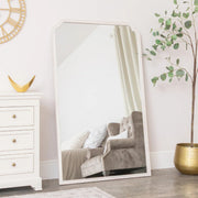 Arched White Washed Distressed Wooden Frame Wall & Leaner Mirror - 90cm x 145cm