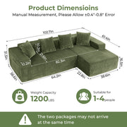 JUMBO CORD MODULAR L SHAPE CORNER SOFA 4 SEATER FURNITURE SETTEE SUITE POUFFE UK