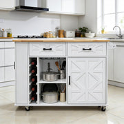 Kitchen Island with Side Storage Rack Mobile Kitchen Trolley Cart w/ Cabinet UK