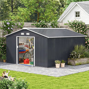13 x 11ft Garden Shed Storage with Foundation Kit and Vents, Grey