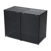 Double Wheelie Bin Storage Garden Rubbish Dustbin 2 Shed PE Rattan Store Cover