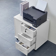 White Office Filing Cabinet Mobile Printer Stand File Storage Drawers Wheels