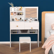 Dressing Table With Drawers Mirror Stool Set Makeup Desk Vanity Table Bedroom