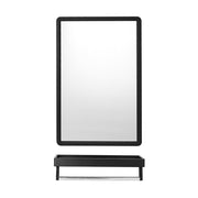 Black Bathroom Metal Frame Mirror Wall Mounted with Cosmetics Shelf 60*40cm