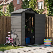 4.4x3.4FT Plastic Garden Shed All-Weather Tool Storage House with Window & Vents