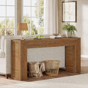 160 cm Extra Long Console Table, Farmhouse Wood Entryway Sofa Table Behind Couch