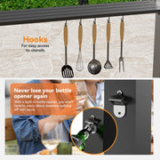 1.8x3.6m Outdoor Hardtop Grill Gazebo Steel Roof w/Side Shelf and Bottle Opener