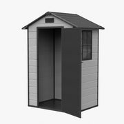 8x6 6x6 5x3 Plastic Garden Shed with Floor Window Lockable Door Wood Grain Grey