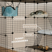 Large Cat Cage, Indoor Cat Enclosure, Four-Tier Cat Playpen with Hammock, Ramps