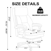 Executive Office Chair High Back Ergonomic Recliner PU Leather With Foot Rest