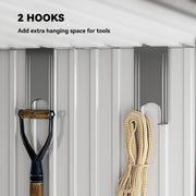 6.5x4FT Garden Shed Lockable Metal Tool Shed Light Grey Wood Effect