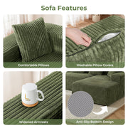 JUMBO CORD MODULAR L SHAPE CORNER SOFA 4 SEATER FURNITURE SETTEE SUITE POUFFE UK