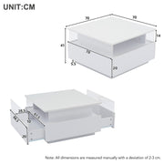Coffee Table with LED Square High Gloss White Storage Tea Table for Living Room