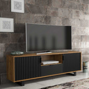 TV Unit TV Cabinet Sideboard Storage Modern Stand Oak Black Wave Doors 160cm