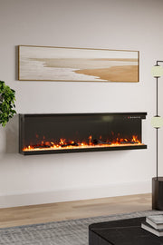 60 inch LED Fireplace Media Wall Fire Wall Mounted / Standing Electric Heater UK